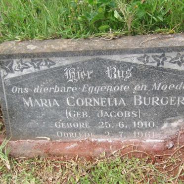 BURGER Maria Cornelia nee JACOBS 1910-1961