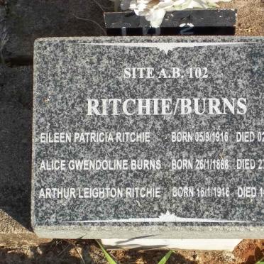 BURNS Alice Gwendoline 1888-1966 :: RITCHIE Eileen Patricia 1916-1963 :: RITCHIE Arthur Leighton 1916-1970