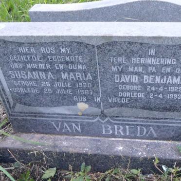 BREDA David Benjamin, van 1929-1993 &amp; Susanna Maria 1930-1987