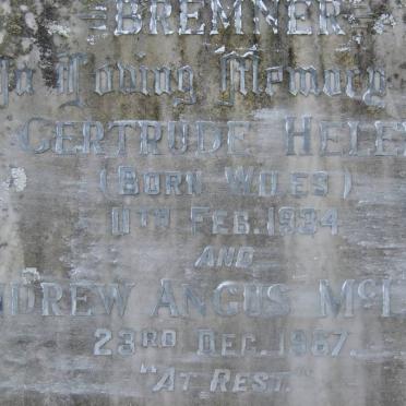 BREMNER Andrew Angus McLeod -1967 &amp; Gertrude Helen nee WILES -1934