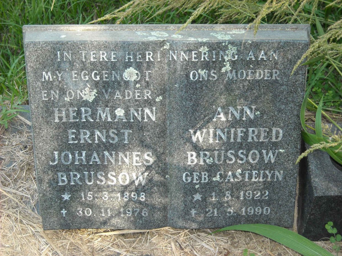 BRUSSOW Hermann Ernst Johannes 1898-1976 &amp; Ann Winifred CASTELYN 1922-1990
