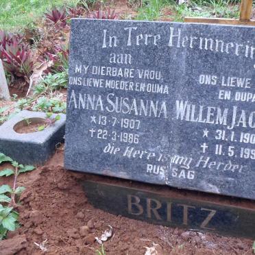 BRITZ Willem Jacobus 1904-1992 &amp; Anna Susanna 1907-1986