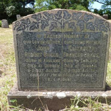 BRIGGS John Robert -1937 &amp; Elizabeth Frances -1950