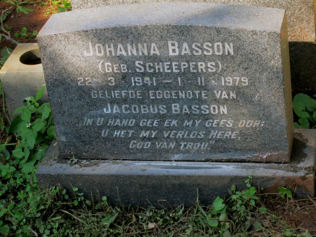 BASSON Johanna nee SCHEEPERS 1941-1979