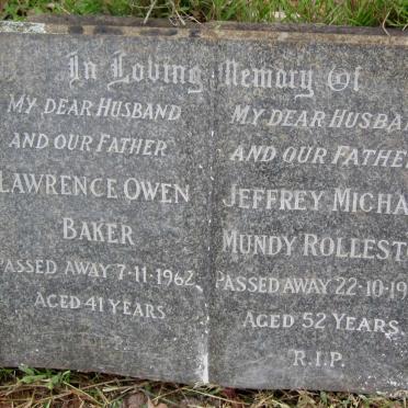 BAKER Lawrence Owen -1962 :: ROLLESTON Jeffrey Michael Mundy -1975
