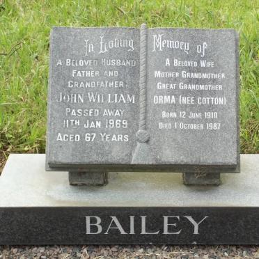 BAILEY John William -1969 &amp; Orma COTTON 1910-1987