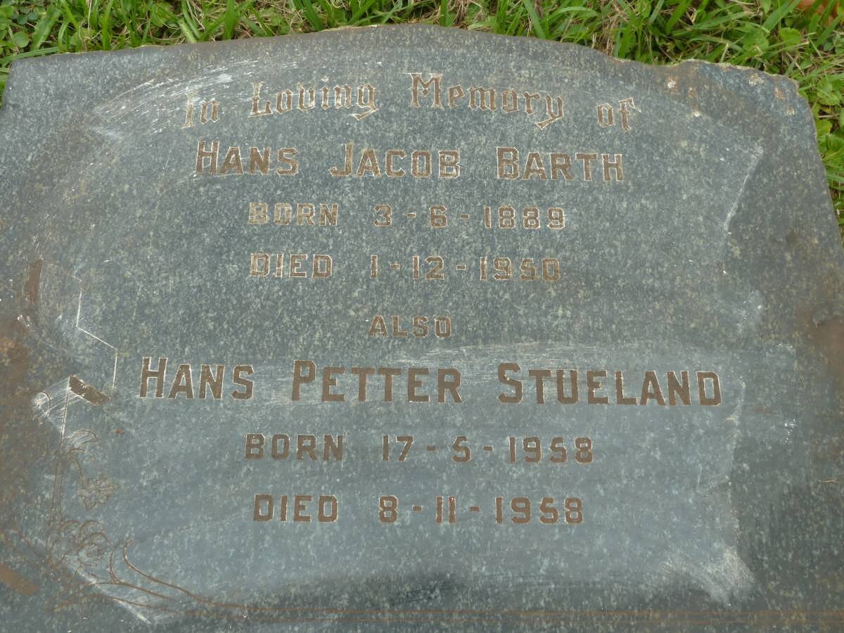 BARTH Hans Jacob 1889-1950 :: STUELAND Hans Petter 1958-1958