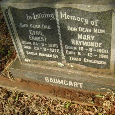 BAUMGART Cyril Ernest 1895-1972 &amp; Mary Raymonde 1900-1981