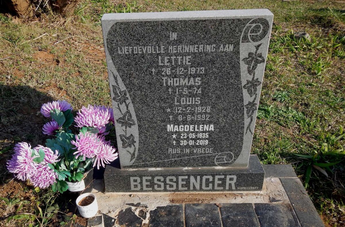 BESSENGER Lettie -1973 :: Thomas -1974 :: Louis 1928-1992 :: Magdelena 1935-2019