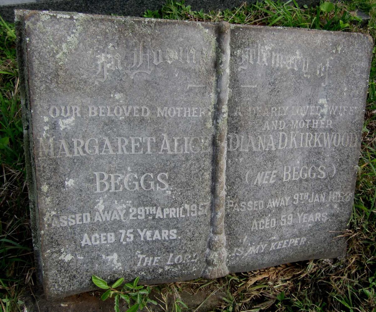 BEGGS Margaret Alice -1957 :: KIRKWOOD Diana D. nee BEGGS -1968