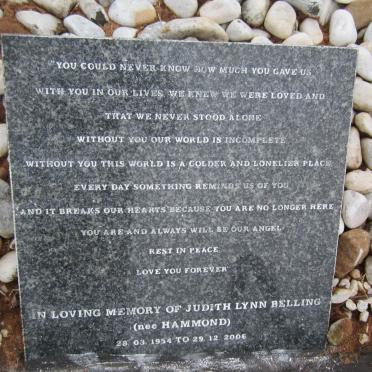 BELLING Judith Lynn nee HAMMOND 1954-2006