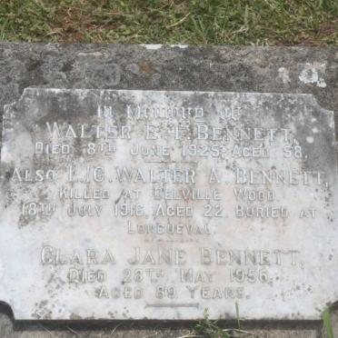 BENNETT Walter E.T. -1925 &amp; Clara Jane -1956 :: BENNETT Walter A. -1916
