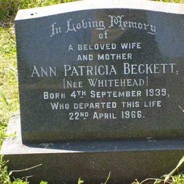 BECKETT Ann Patricia nee WHITEHEAD 1939-1966