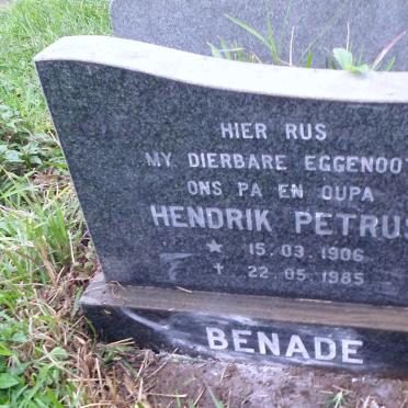 BENADE Hendrik Petrus 1906-1985