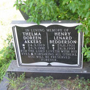 BEDDERSON Henry Lenard 1901-1993 :: AKKERS Thelma Doreen 1919-1992