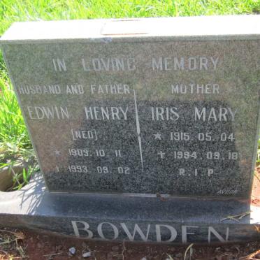 BOWDEN Edwin Henry 1909-1993 &amp; Iris Mary 1915-1994