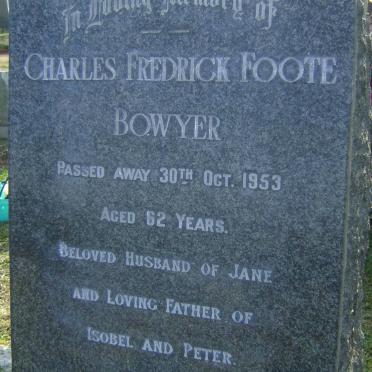 BOWYER Charles Fredrick Foote -1953