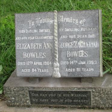 BOWLES George Zachariah -1963 &amp; Elizabeth Ann -1964