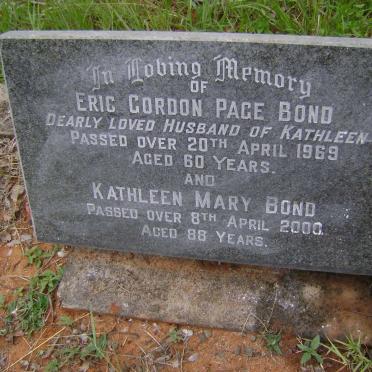 BOND Eric Gordon Page -1969 &amp; Kathleen Mary -2000