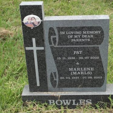 BOWLES Patrick Duncan 1936-2002 &amp; Marlene 1937-2003