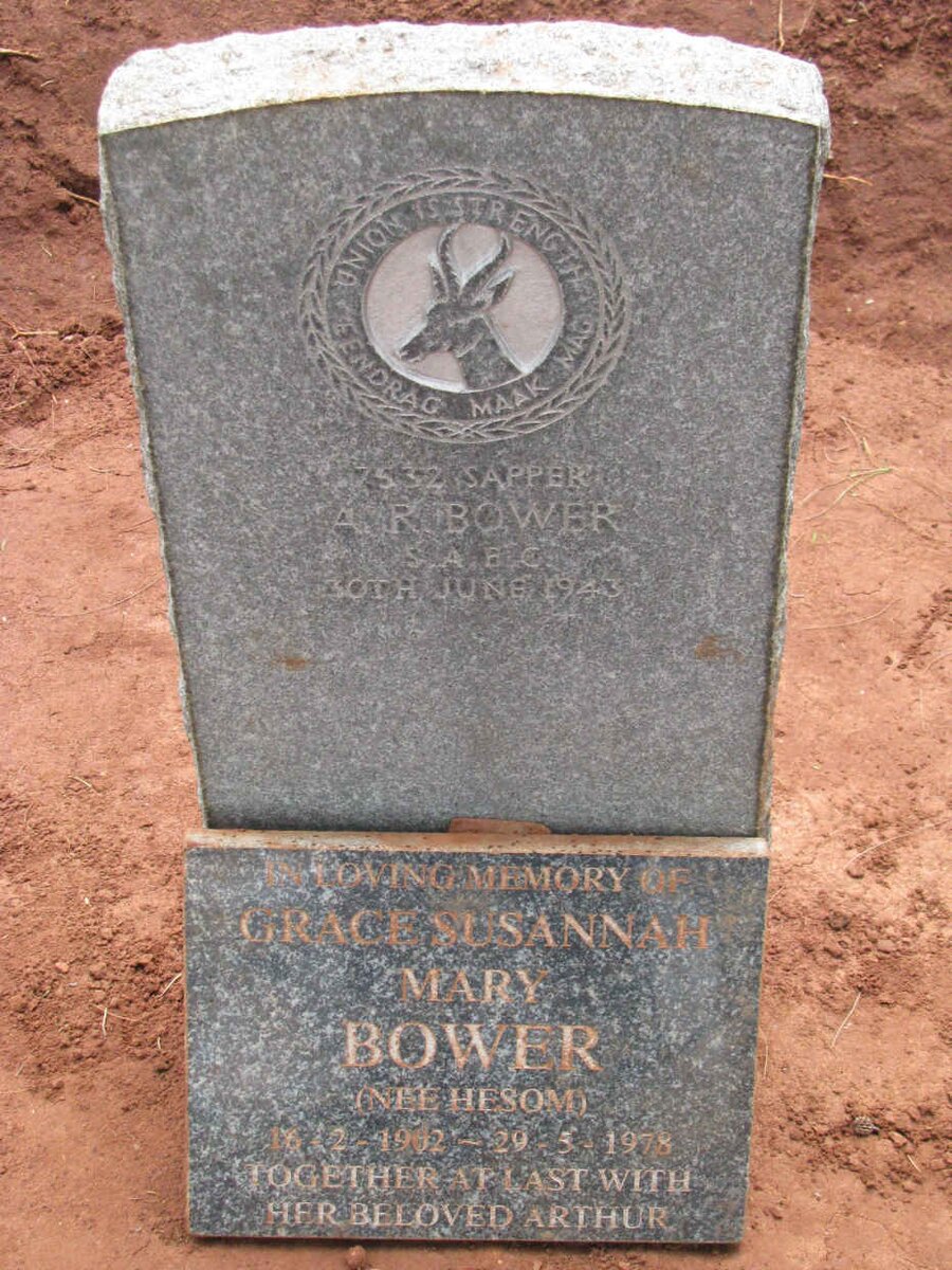 BOWER Arthur R. -1943 &amp; Grace Susannah Mary HESOM 1962-1978