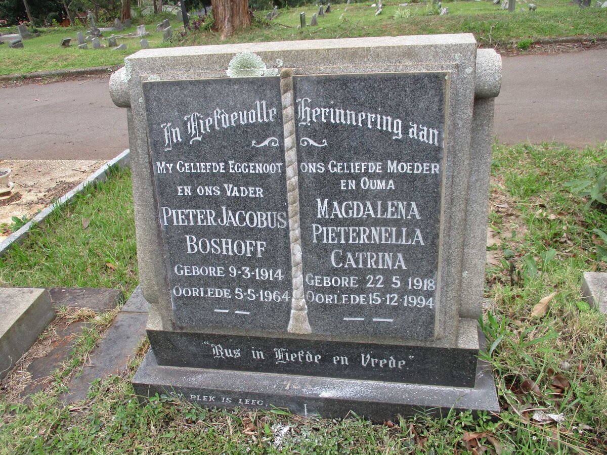 BOSHOFF Pieter Jacobus 1914-1964 &amp; Magdalena Pieternella Catrina 1918-1994