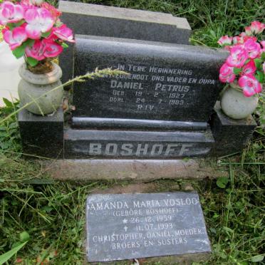 BOSHOFF Daniel Petrus 1927-1983 :: VOSLOO Amanda Maria nee BOSHOFF 1959-1993