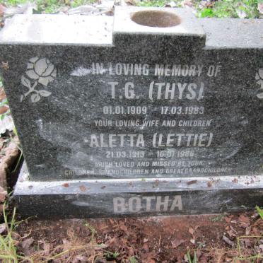 BOTHA T.G. 1909-1983 &amp; Aletta 1913-1986