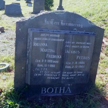 BOTHA Jacobus Petrus 1905-1965 &amp; Johanna Martina Fredrika KOK 1909-1993 :: CHALLINOR Anna Elizabeth 1903-1987