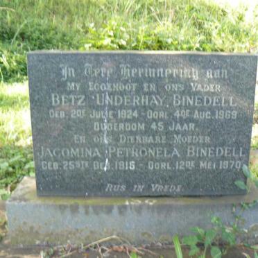 BINEDELL Betz Underhay 1924-1969 &amp; Jacomina Petronela 1915-1970