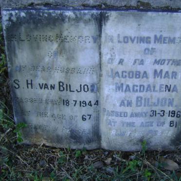 BILJON Sarel Hermanus, van -1944 &amp; Jacoba Maria Magdalena -1966