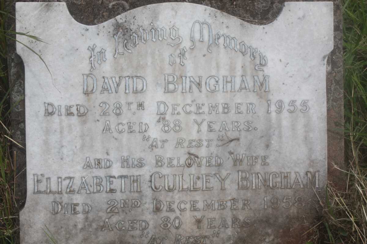 BINGHAM David -1955 &amp; Elizabeth Culley -1958