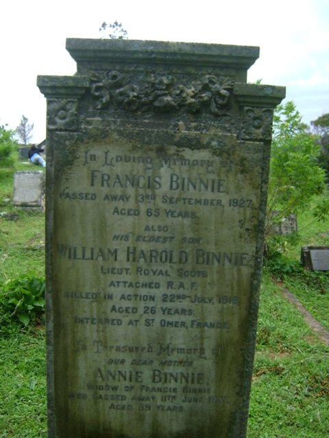 BINNIE Francis -1927 :: BINNIE William Harold -1918 :: BINNIE Annie -1951