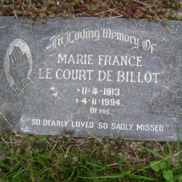 BILLOT Marie France, Le Court De 1913-1994