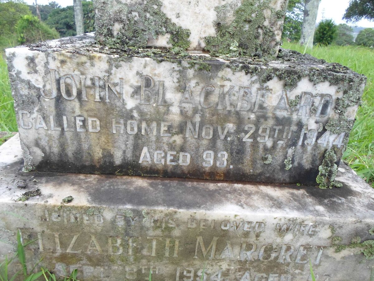 BLACKBEARD John -1944 &amp; Elizabeth Margret -1954