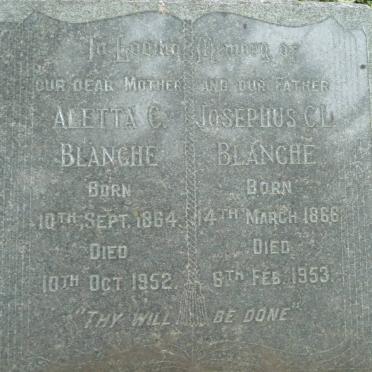 BLANCHE Josephus C.L. 1866-1953 &amp; Aletta C. 1864-1952