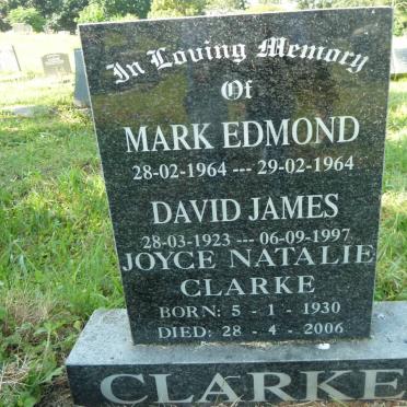 CLARKE David James 1923-1997 &amp; Joyce Natalie 1930-2006 :: CLARKE Mark Edmond 1964-1964
