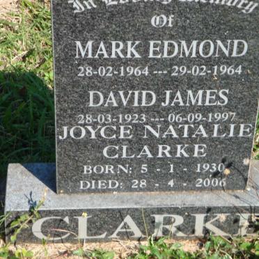 CLARKE Mark Edmond 1964-1964 :: CLARKE David James 1923-1997 &amp; Joyce Natalie 1930-2006