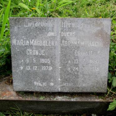 CRONJE Abraham Jacob 1897-1975 &amp; Maria Magdalena 1905-1970