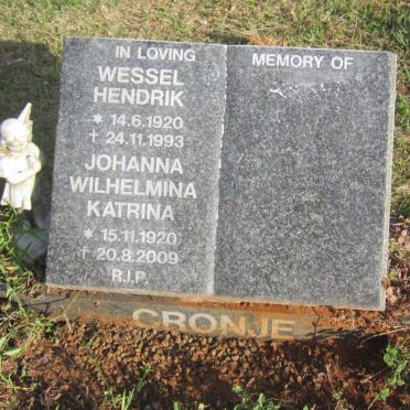 CRONJE Wessel Hendrik 1920-1993 &amp; Johanna Wilhelmina Katrina 1920-2009