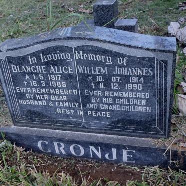 CRONJE Willem Johannes 1914-1990 &amp; Blanche Alice 1917-1985