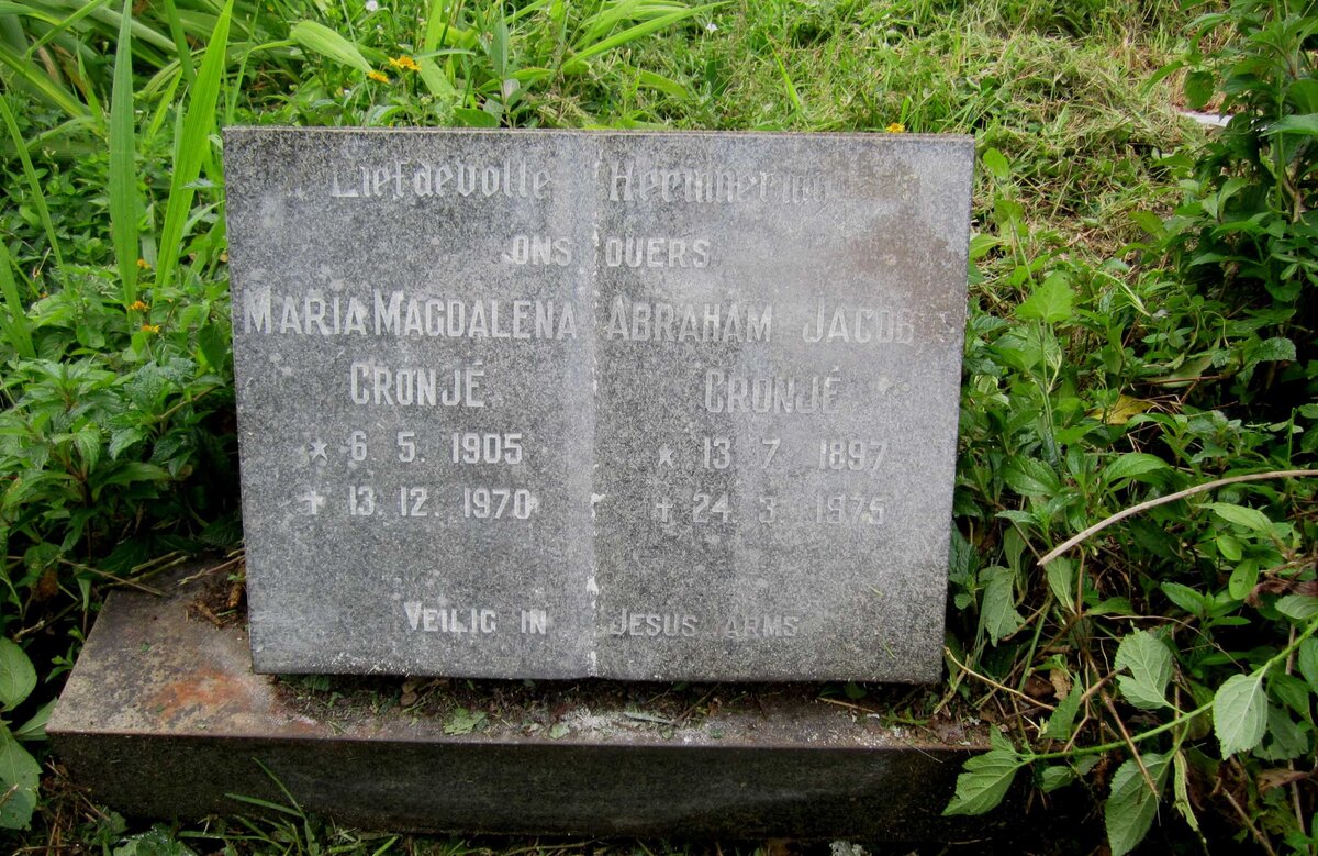 CRONJE Abraham Jacob 1897-1975 &amp; Maria Magdalena 1905-1970