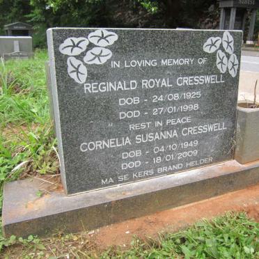 CRESSWELL Reginald Royal 1925-1998 &amp; Cornelia Susanna 1949-2009