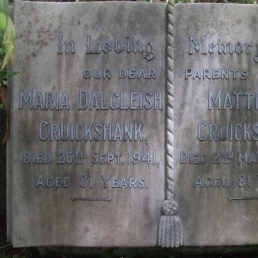 CRUICKSHANK Mathew -1945 &amp; Maria Dalgleish -1941 