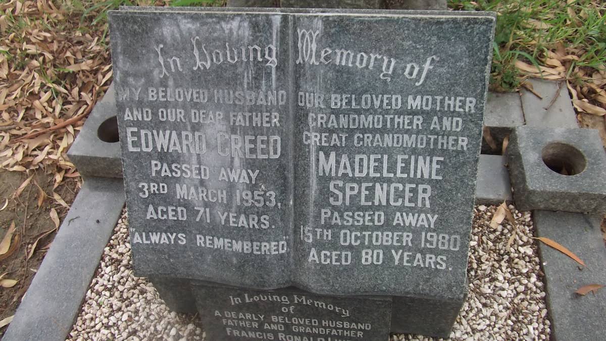 CREED Edward -1953 &amp; Madeleine SPENCER -1980
