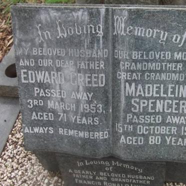 CREED Edward -1953 &amp; Madeleine SPENCER -1980