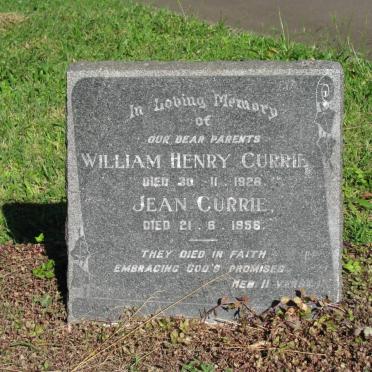 CURRIE William Henry -1928 &amp; Jean -1956