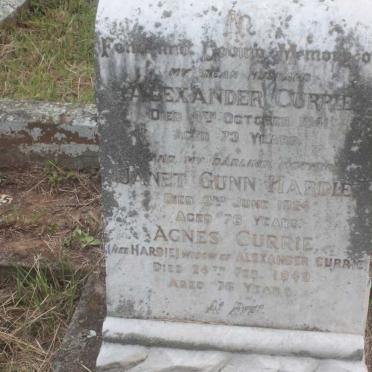 CURRIE Alexander -1941 &amp; Agnes HARDIE -1949:: HARDIE Janet Gunn -1924