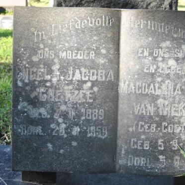 COETZEE Engela Jacoba 1889-1959 :: VAN NIEKERK Magdalena Sophia nee COETZEE 1927-1974