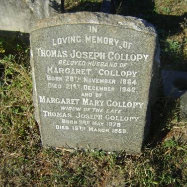 COLLOPY Thomas Joseph 1864-1942 &amp; Margaret Mary 1878-1959